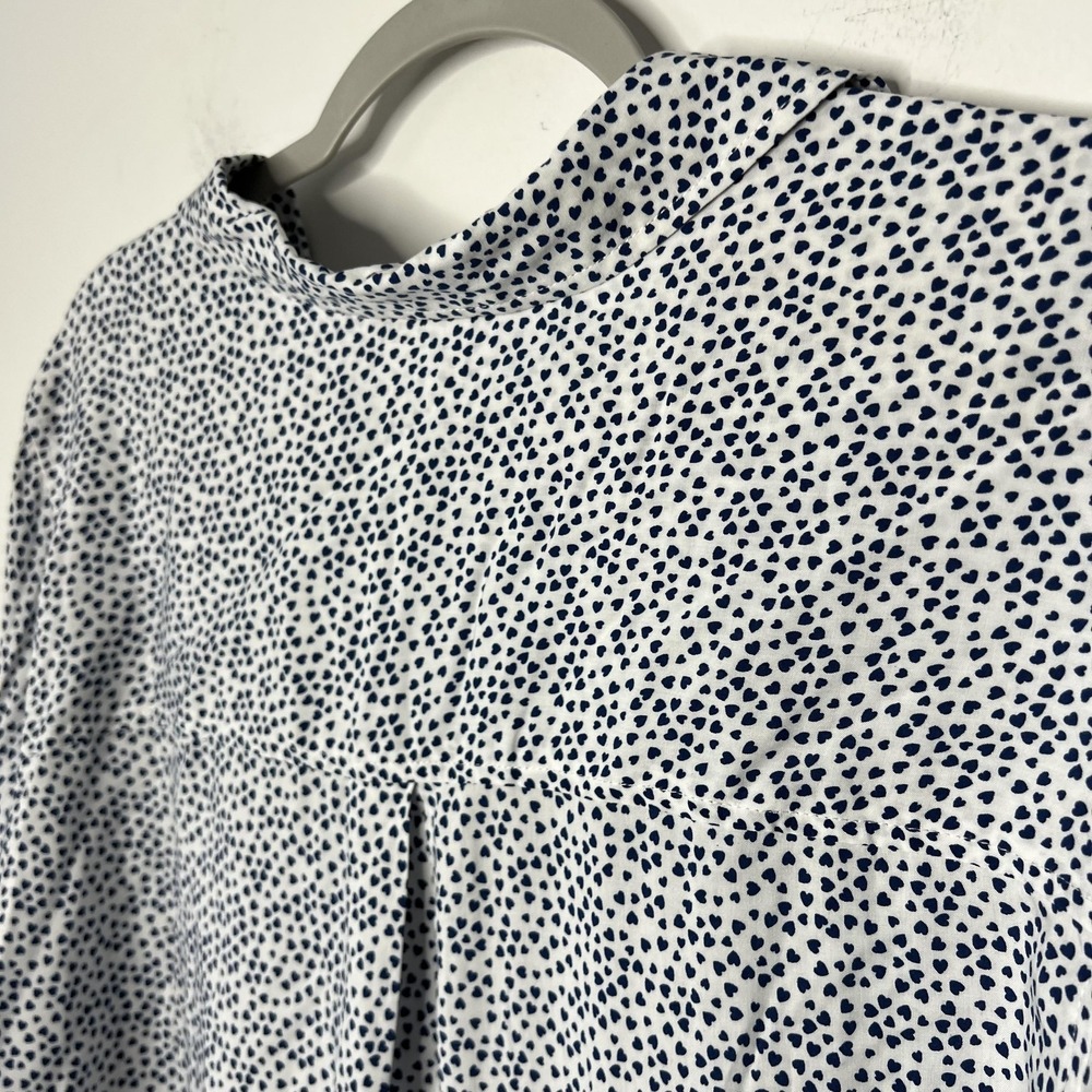 Jane And Delancey Shirt Womens 1X White Heart Print Rayon Button Front Tunic - Picture 12 of 14